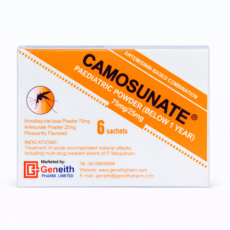 Camosunate Paediatric Powder Below 1 Year (Amodiaquine 75 mg + Artesunate 25 mg) x 6 sachets
